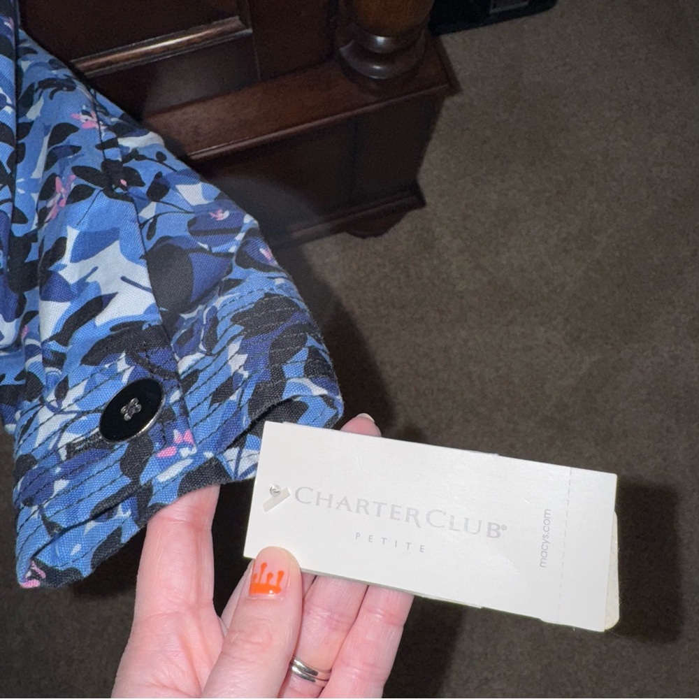 NWT Charter Club Blue Floral Jacket - Picture 4 of 7